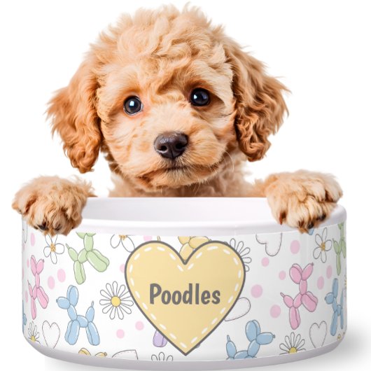 Whimsical Pastel Poodle Personalized Pet Bowl ボウル