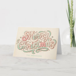 Whimsical Pastel Script Merry Christmas シーズンカード