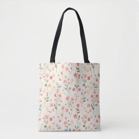 Whimsical Pastel Wildflower Meadow トートバッグ (正面)