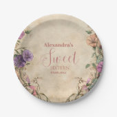 Whimsical Pastel Wildflower Sweet 16 ペーパープレート (正面)