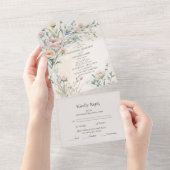 Whimsical Pastel Wildflower Wedding オールインワン招待状 (貼ってはがせる)