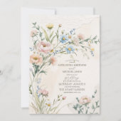 Whimsical Pastel Wildflower Wedding 招待状 (正面)