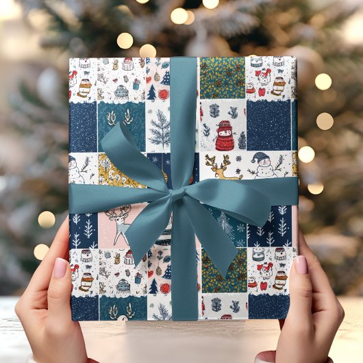 Whimsical Patchwork Christmas  ラッピングペーパー