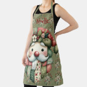 Whimsical Patchwork Santa Folk Christmas エプロン (インサイチュ)