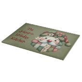 Whimsical Patchwork Santa Folk Christmas カッティングボード (角)