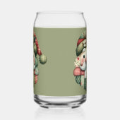 Whimsical Patchwork Santa Folk Christmas ガラス缶 (左)