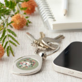 Whimsical Patchwork Santa Folk Christmas キーホルダー (側面)