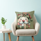 Whimsical Patchwork Santa Folk Christmas クッション (椅子)