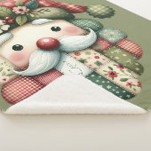 Whimsical Patchwork Santa Folk Christmas シェルパブランケット (3/4)