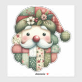 Whimsical Patchwork Santa Folk Christmas シール (シート)