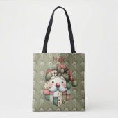 Whimsical Patchwork Santa Folk Christmas トートバッグ (正面)