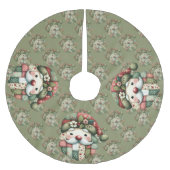 Whimsical Patchwork Santa Folk Christmas ブラッシュドポリエステルツリースカート (正面)