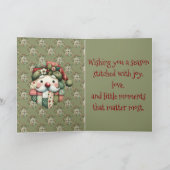 Whimsical Patchwork Santa Folk Christmas Card サンキューカード (内部)