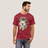 Whimsical Patchwork Santa Folk Christmas Tシャツ (正面フル)