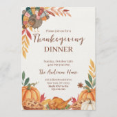 Whimsical Patchwork Turkey Thanksgiving 招待状 (正面)