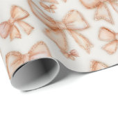 Whimsical Peach Coquette Bows New Baby Shower ラッピングペーパー (ロールコーナー)