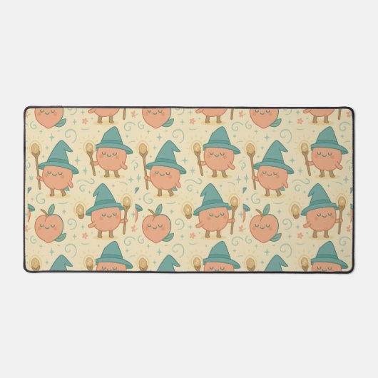 Whimsical Peach Fantasy Fabric  デスクマット (正面)