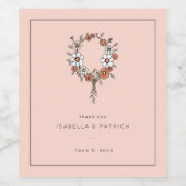  whimsical peach floral wreath ワインラベル (シングルラベル)