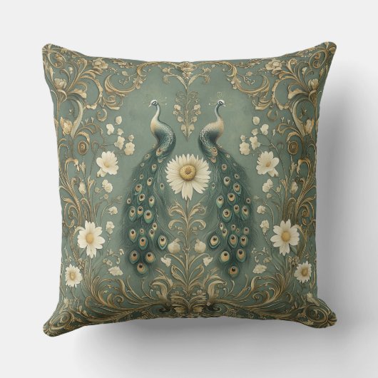 Whimsical Peacock Decorative クッション (裏面)