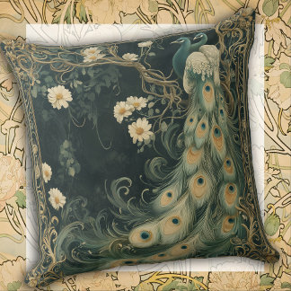 Whimsical Peacock Home Décor Accent Throw Pillow クッション
