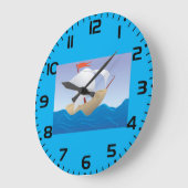 Whimsical Peanut Boat Minimalist Sailing Ship ラージ壁時計 (傾斜)