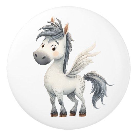 Whimsical Pegasus Ceramic Kids Room セラミックノブ (正面)