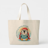 Whimsical Penguin Reader Large Jumbo Tote Bag ラージトートバッグ (裏面)