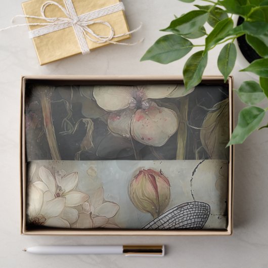 Whimsical Peony & Dragonfly Ephemera Decoupage  薄葉紙 (ギフト)