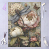 Whimsical Peony & Dragonfly Ephemera Decoupage  薄葉紙 (クラフト)