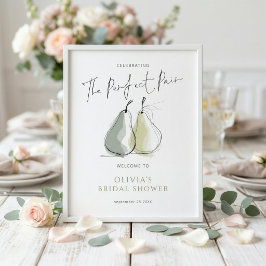 Whimsical Perfect Pair Pear Welcome Bridal Shower ポスター
