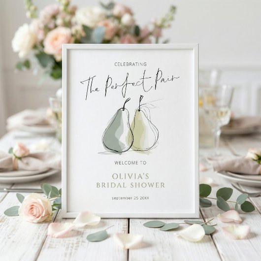 Whimsical Perfect Pair Pear Welcome Bridal Shower ポスター