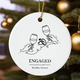 Whimsical Personalized Engagement Christmas セラミックオーナメント