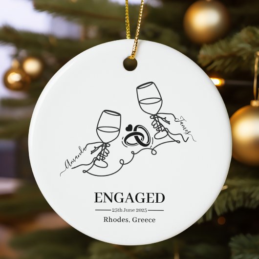 Whimsical Personalized Engagement Christmas セラミックオーナメント