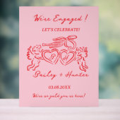 Whimsical Personalized Engagement couple Sign アクリルサイン (ニュートラル)