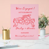 Whimsical Personalized Engagement couple Sign アクリルサイン (ウェディング)