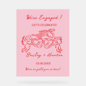 Whimsical Personalized Engagement couple Sign アクリルサイン (正面)