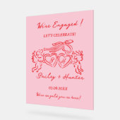 Whimsical Personalized Engagement couple Sign アクリルサイン (傾斜)