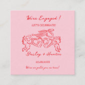 Whimsical Personalized Engagement couple Sign スクエア名刺 (正面)