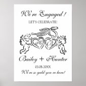 Whimsical Personalized Engagement couple Sign ポスター (正面)