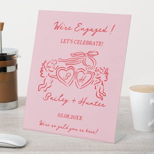 Whimsical Personalized Engagement couple Sign 台座サイン (インサイチュ)