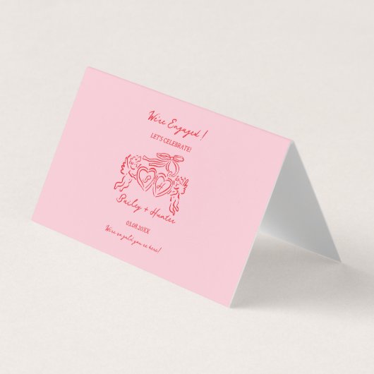 Whimsical Personalized Engagement couple Sign 名刺 (正面)