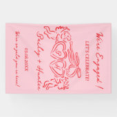 Whimsical Personalized Engagement couple Sign 横断幕 (横)