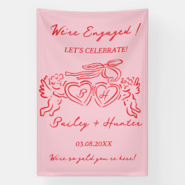 Whimsical Personalized Engagement couple Sign 横断幕