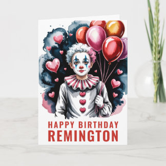 Whimsical Pierrot Birthday Clown カード