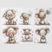 Whimsical Pig and Mouse in Spring 薄葉紙 (正面)