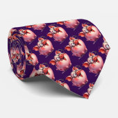 Whimsical Pig Custom Necktie Tie ネクタイ (ロール)