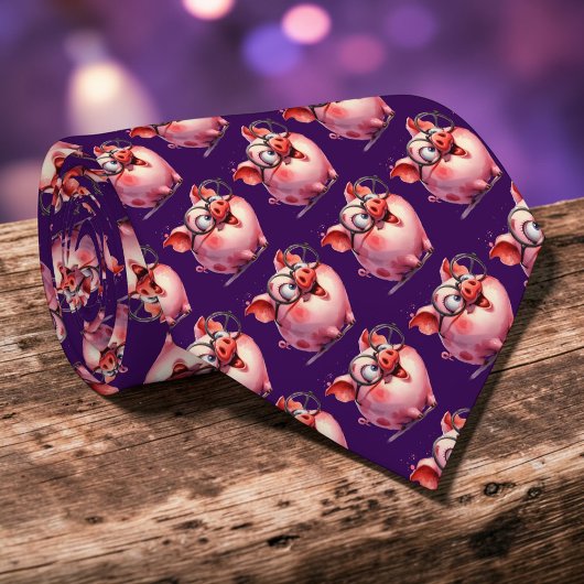 Whimsical Pig Custom Necktie Tie ネクタイ