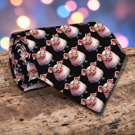 Whimsical Pig Custom Necktie Tie ネクタイ