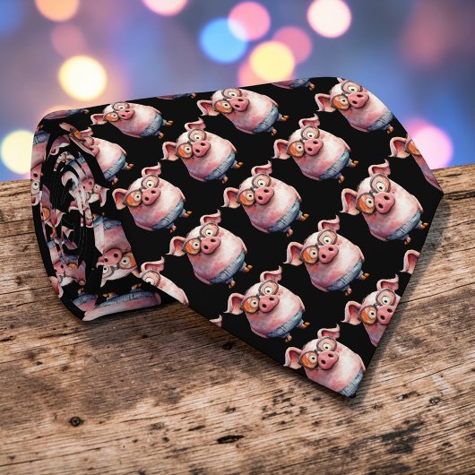 Whimsical Pig Custom Necktie Tie ネクタイ