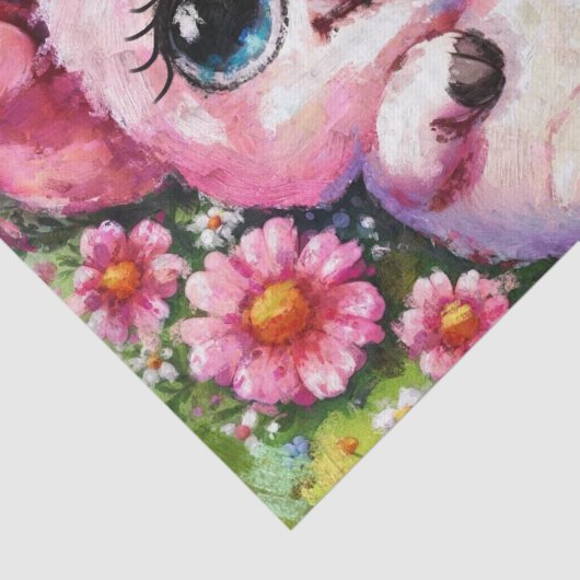 Whimsical Pig Piglet Flowers Decoupage 薄葉紙 (詳細)